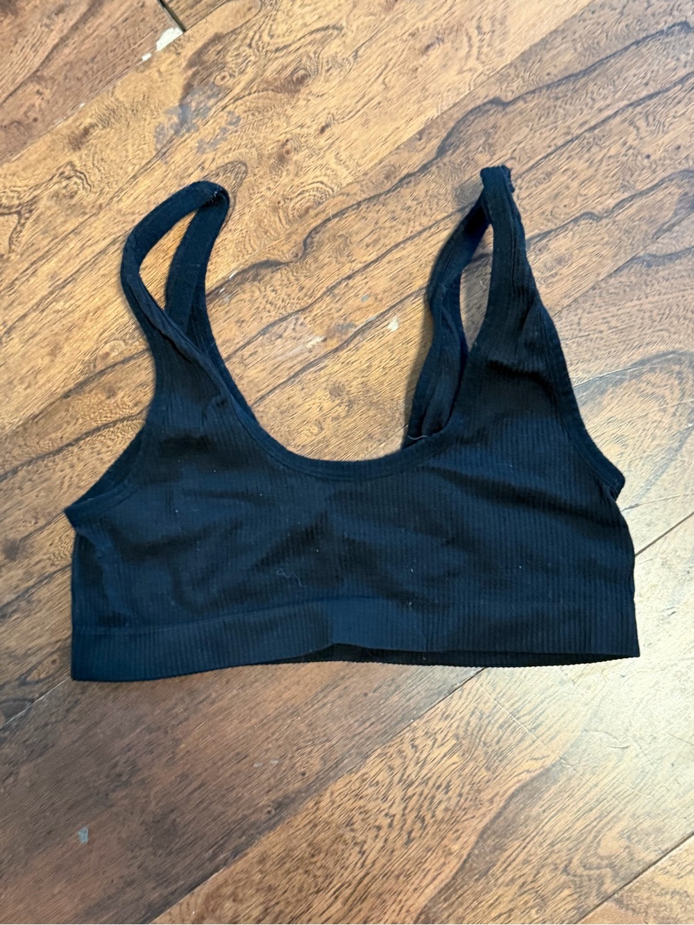 Black Ribbed Scoop Bralette